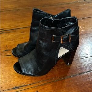 Essex Lane Black Peep-Toe Ankle Booties